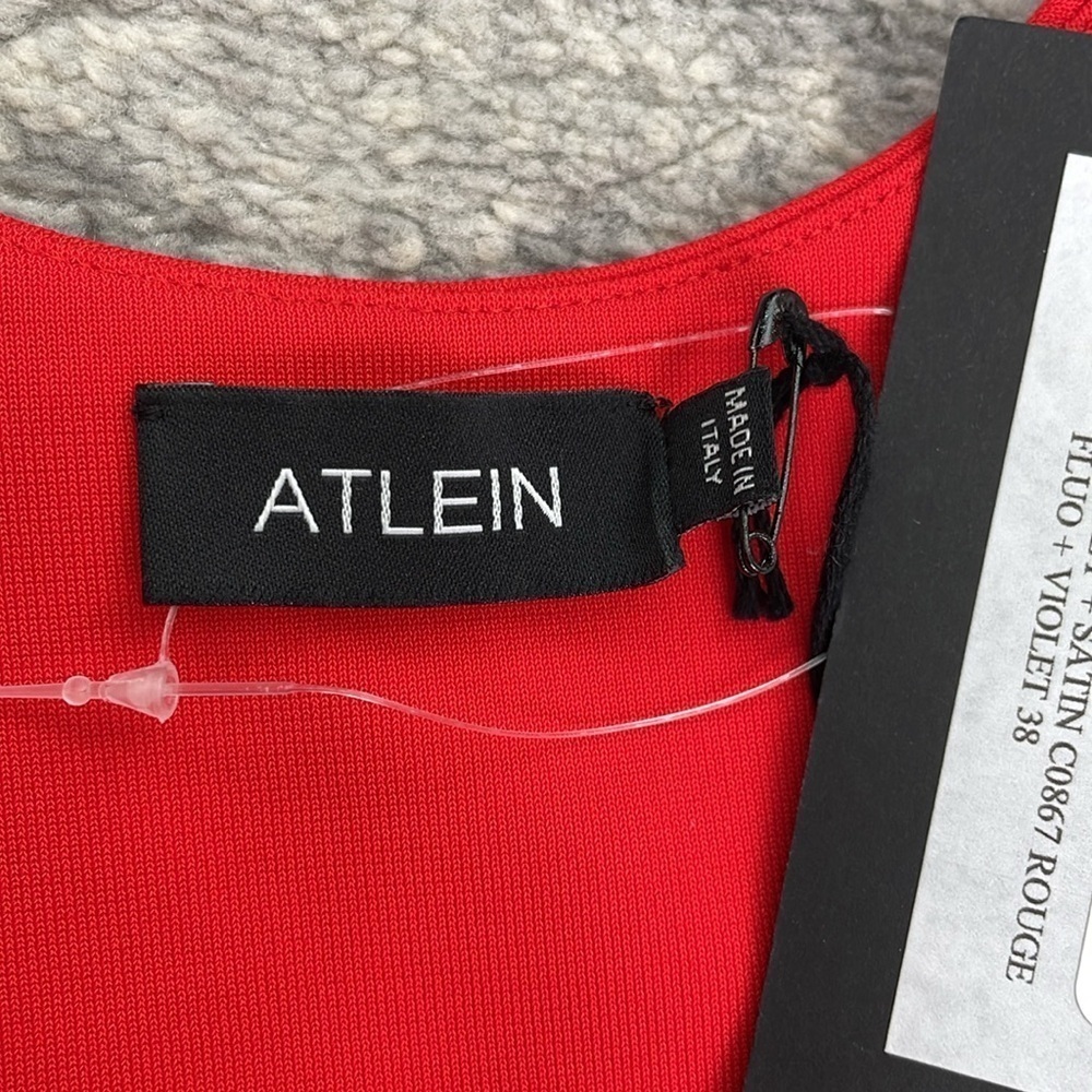 Nwt Atlein Hybrid Satin Draped Mini Dress Runway Color Block Fuchsia Sz 2 — image 7 of 8